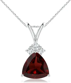 Angara Natural 1.9 Ct Garnet and 0.09 Ct Diamond Classic Pendant Necklace for Women in Platinum (Grade-AA | Size-8mm) | January Birthstone, Birthday, Anniversary, Wedding Jewelry Gift For Women