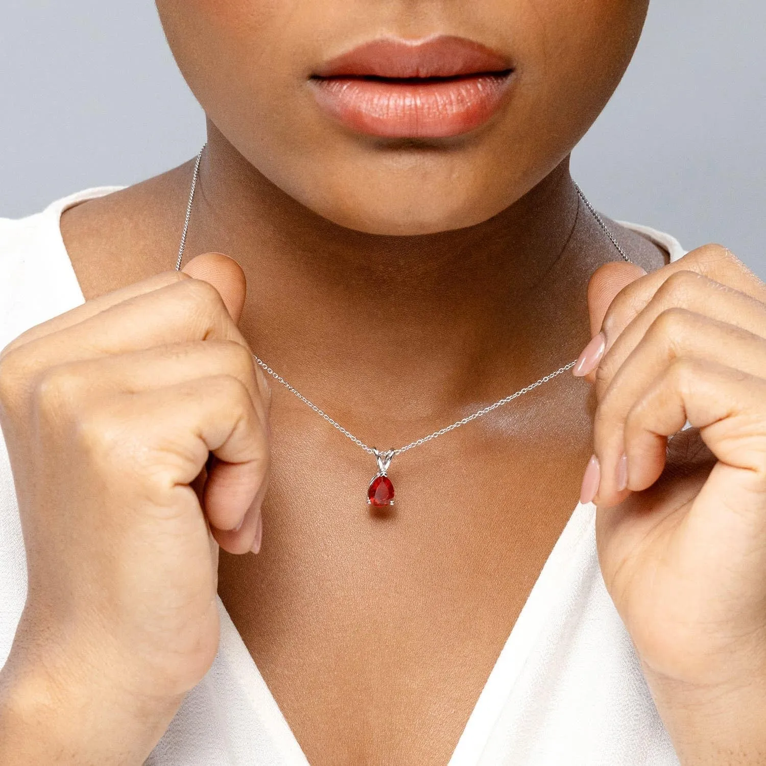 Angara Natural V-Bale Pear-Shaped Fire Opal Solitaire Pendant in Silver / 14K Solid Gold/Platinum | Birthday, Engagement, Anniversary, Wedding Jewelry Gift for Women
