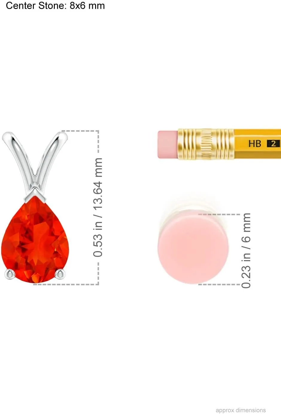 Angara Natural V-Bale Pear-Shaped Fire Opal Solitaire Pendant in Silver / 14K Solid Gold/Platinum | Birthday, Engagement, Anniversary, Wedding Jewelry Gift for Women