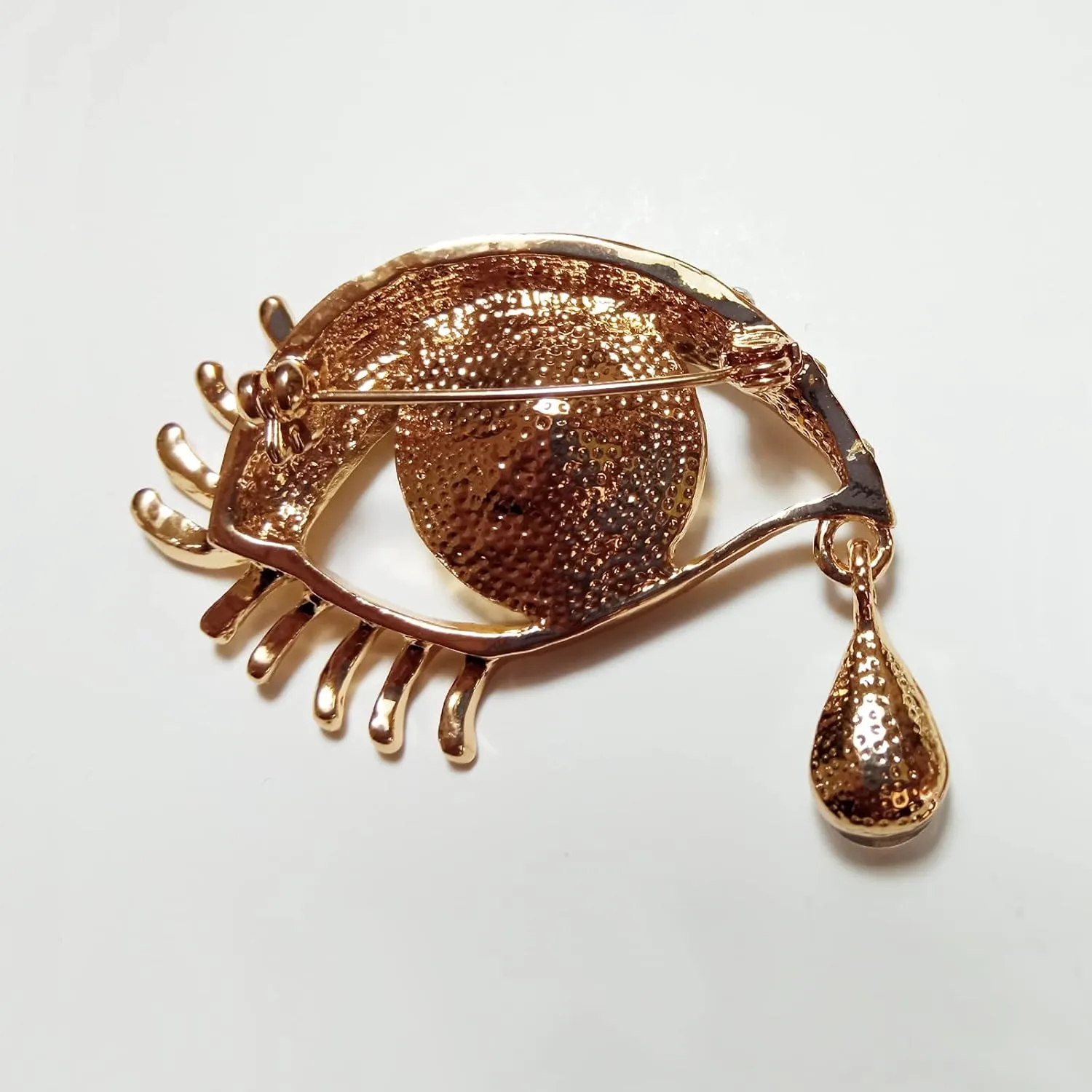 Angel Tears Brooch Pins, Elegant Rhinestone Sapphire Big Eyes Alloy Long Eyelashes Corsage Breastpin for Women Jewelry