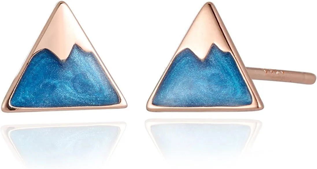 Aqua Blue Retro Triangle Stud Earrings for Women Daily