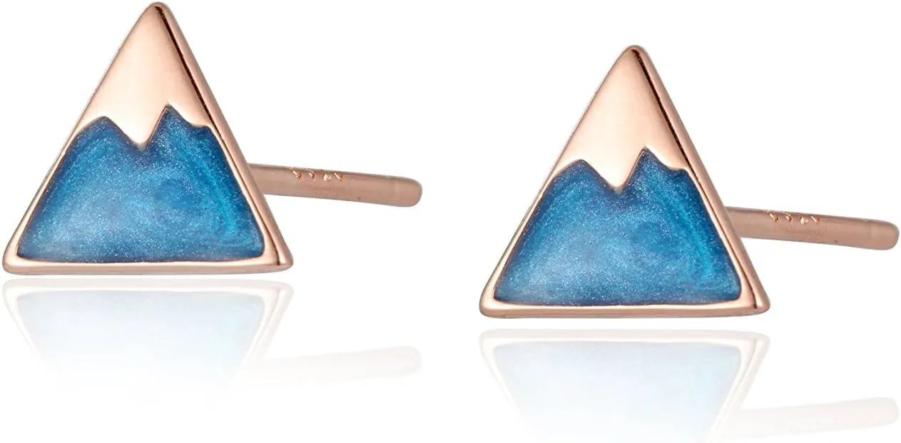 Aqua Blue Retro Triangle Stud Earrings for Women Daily