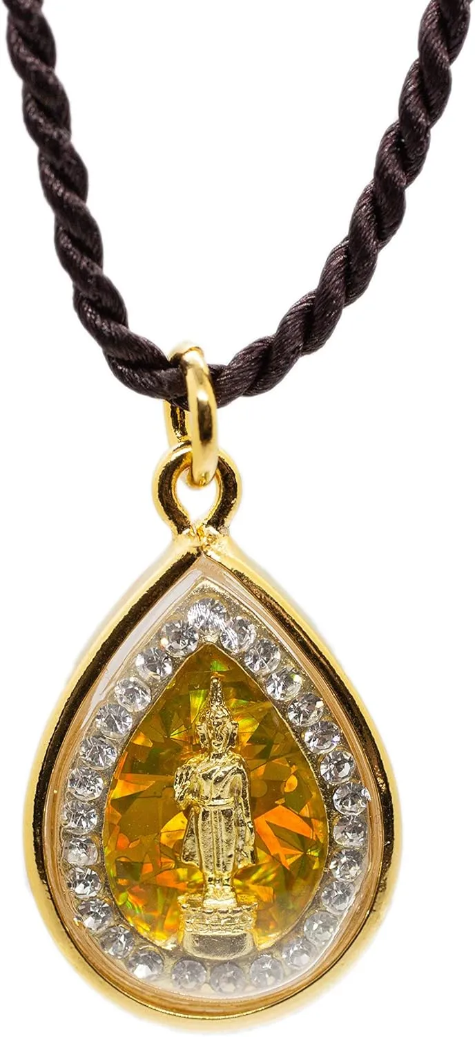 Artschatz Weekday Birthday Buddha Golden Colorful Thai Amulet Pendant (Monday - Phram Ham Yath Making Peace)