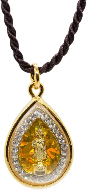 Artschatz Weekday Birthday Buddha Golden Colorful Thai Amulet Pendant (Monday - Phram Ham Yath Making Peace)