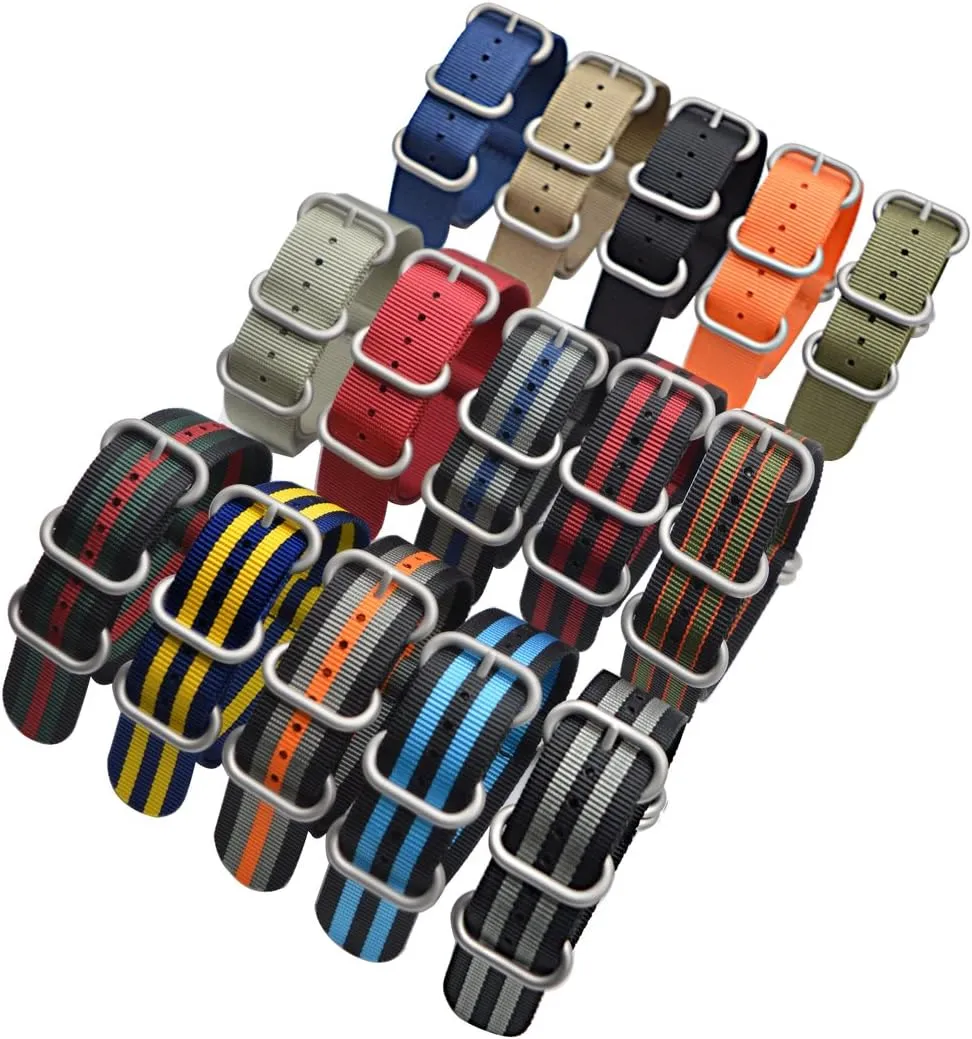 ArtStyle Watch Band with Colorful Nylon Material Strap and Heavy Duty Brushed Buckle