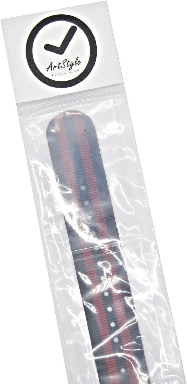 ArtStyle Watch Band with Colorful Nylon Material Strap and Heavy Duty Brushed Buckle