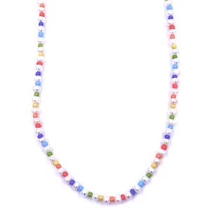 Ashley Gold Sterling Silver Colorful Enamel Bead And Freshwater Pearl Alternating Design Beaded Necklace