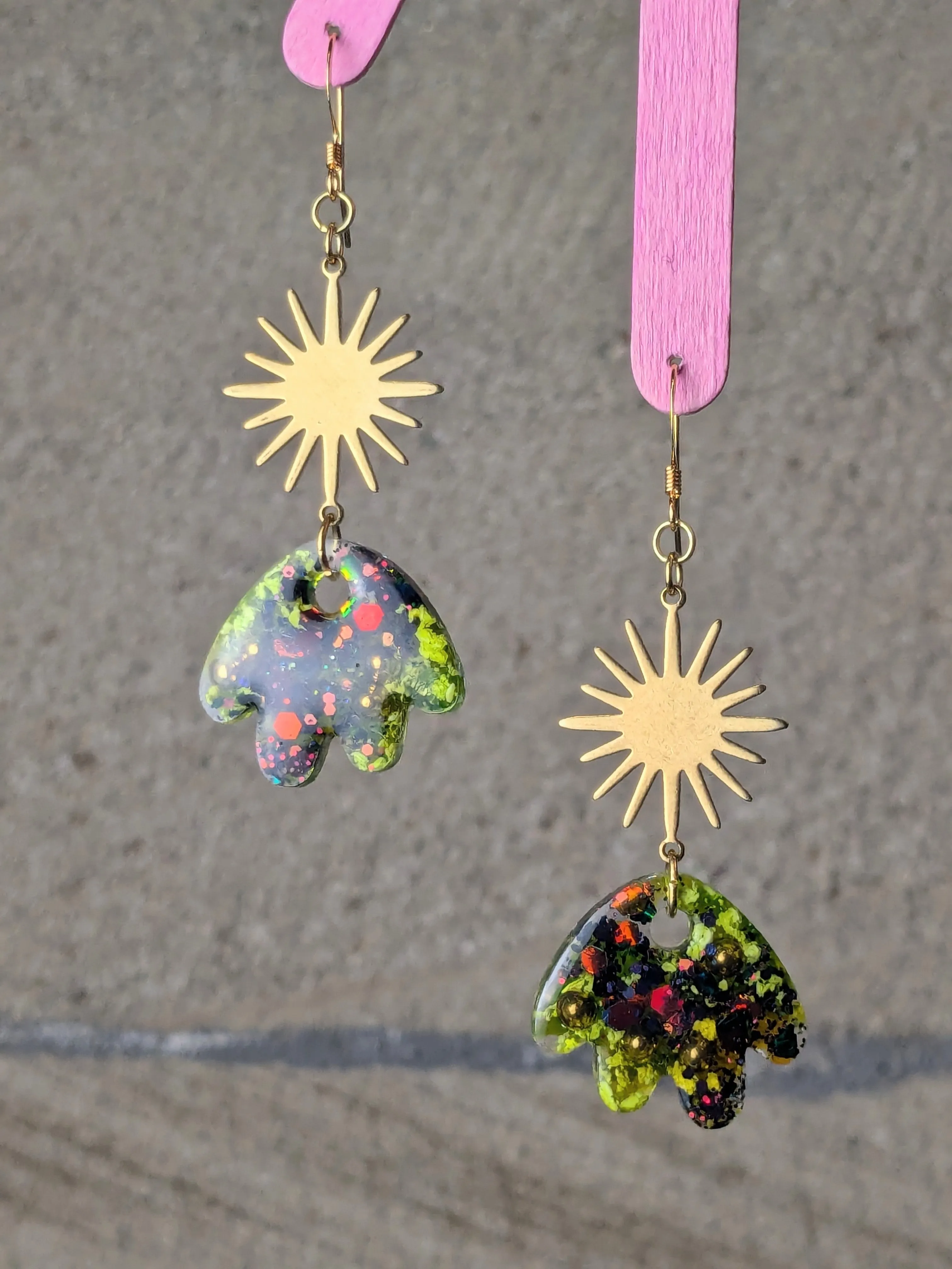 Aster Autumn Petal Resin Dangle Earrings | Handmade Boho-Chic Jewellery