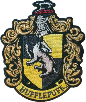 Ata-Boy Harry Potter Hufflepuff Crest 3" Full Color Iron-On Patch,Black & Gold,One Size