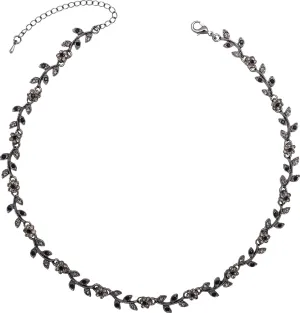 Austrian Crystal Rhinestone Choker Necklace Elegant Flower Leaf Chain Necklace Jewelry for Party Prom Costume Accessories for Women