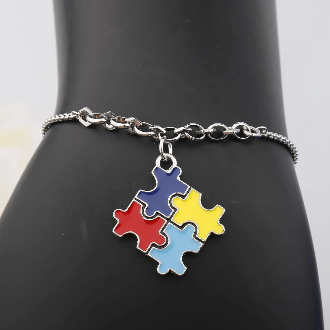 Autism Awareness Earrings Keychain Bracelet Autism Gift Colorful Puzzle Piece Necklace Autism Gift for Autism Friend