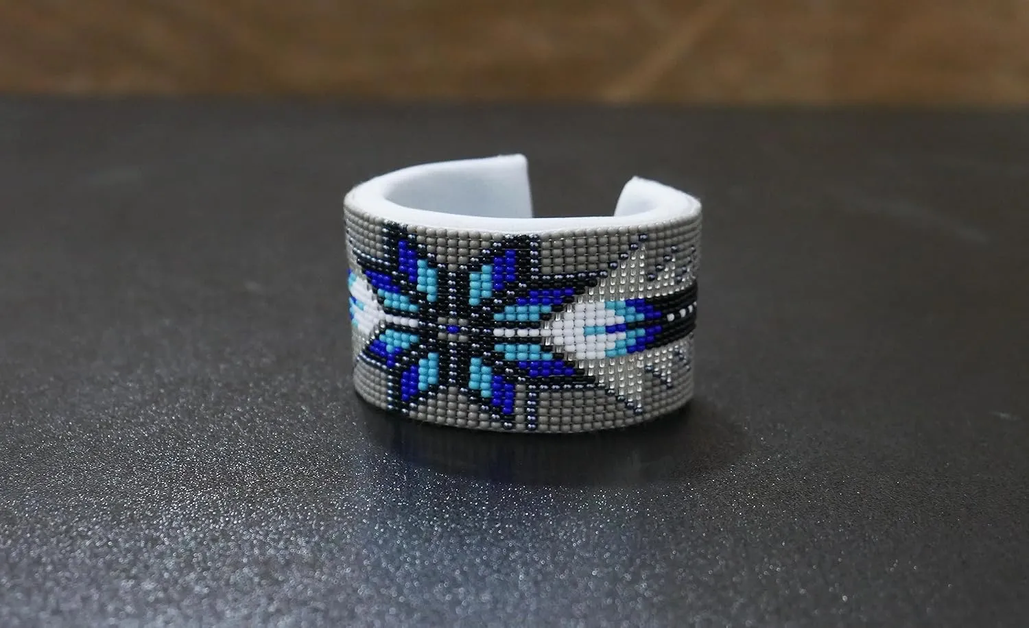 Beaded Cuff Bracelet native style seed beads Adjustable cuff bracelet (Handmade)