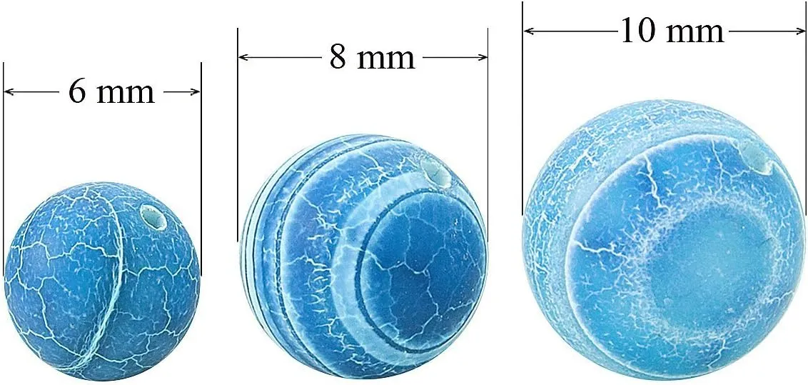 BEADNOVA 8mm Blue Frosted Agate Unpolished Cracked Matte Gemstone Gem Strand Round Loose Beads for Jewelry Making