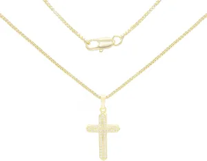 BEBERLINI Cross Cubic Zirconia Pendant 14K Gold Filled Rope Box Cuban Chain Necklace Set Fashion Jewelry Gift For Women 18 20 24