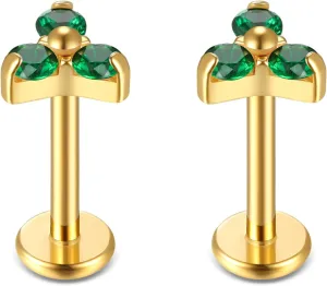 BelezaDosas G23 Titanium Labret Studs 16G Threadless Push-in Press Fit Lip Cluster Tragus Helix Lobe Conch Rook Medusa Cartilage Monroe Earring Push Back Piercing Jewelry