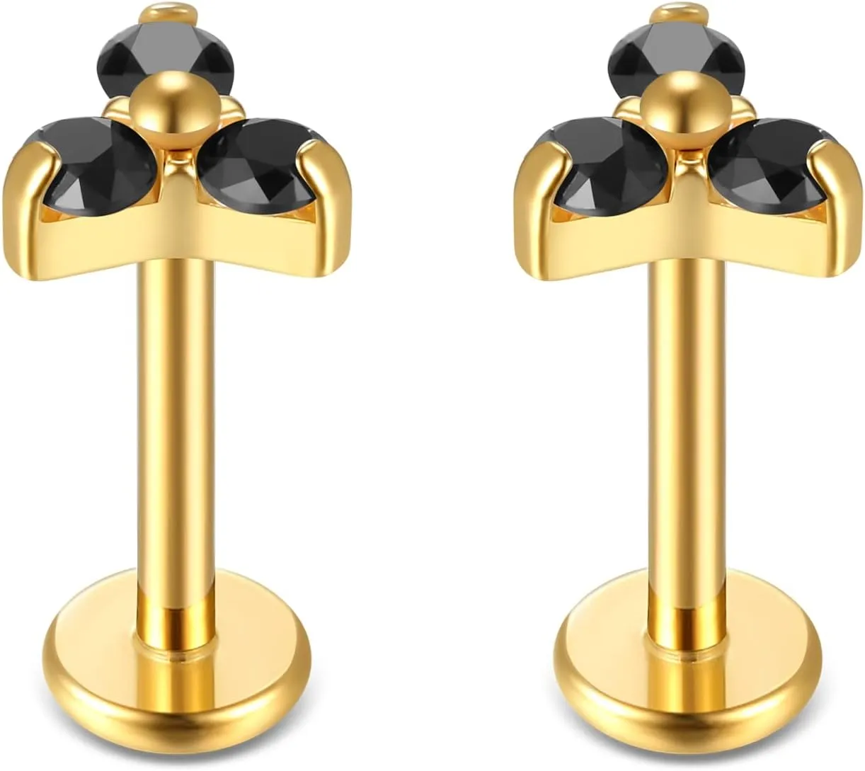 BelezaDosas G23 Titanium Labret Studs 16G Threadless Push-in Press Fit Lip Cluster Tragus Helix Lobe Conch Rook Medusa Cartilage Monroe Earring Push Back Piercing Jewelry