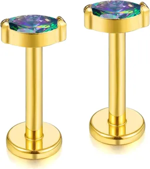 BelezaDosas G23 Titanium Labret Studs 16G Threadless Push-in Press Fit Lip Cluster Tragus Helix Lobe Conch Rook Medusa Cartilage Monroe Earring Push Back Piercing Jewelry