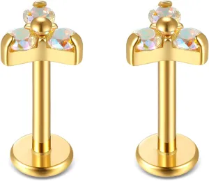 BelezaDosas G23 Titanium Labret Studs 16G Threadless Push-in Press Fit Lip Cluster Tragus Helix Lobe Conch Rook Medusa Cartilage Monroe Earring Push Back Piercing Jewelry