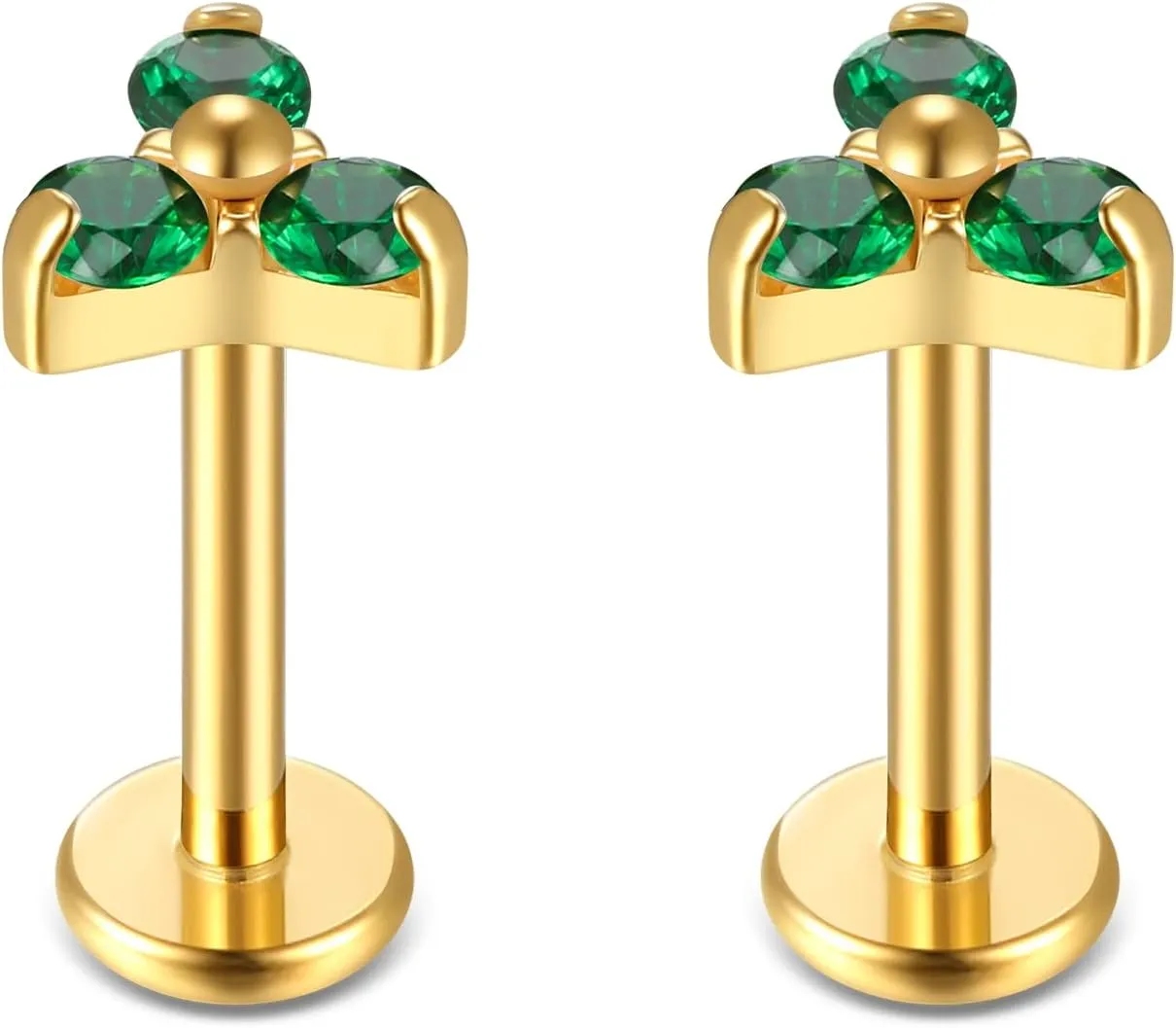 BelezaDosas G23 Titanium Labret Studs 16G Threadless Push-in Press Fit Lip Cluster Tragus Helix Lobe Conch Rook Medusa Cartilage Monroe Earring Push Back Piercing Jewelry