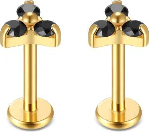 BelezaDosas G23 Titanium Labret Studs 16G Threadless Push-in Press Fit Lip Cluster Tragus Helix Lobe Conch Rook Medusa Cartilage Monroe Earring Push Back Piercing Jewelry