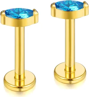 BelezaDosas G23 Titanium Labret Studs 16G Threadless Push-in Press Fit Lip Cluster Tragus Helix Lobe Conch Rook Medusa Cartilage Monroe Earring Push Back Piercing Jewelry