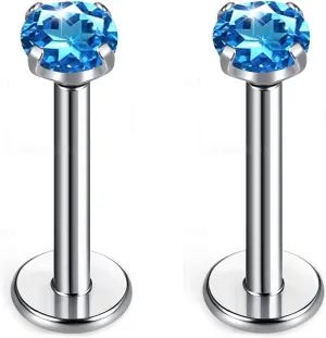 BelezaDosas G23 Titanium Labret Studs Threadless 16G Lip Rook Lobe Tragus Helix Cartilage Push Back Earring Piercing Jewelry