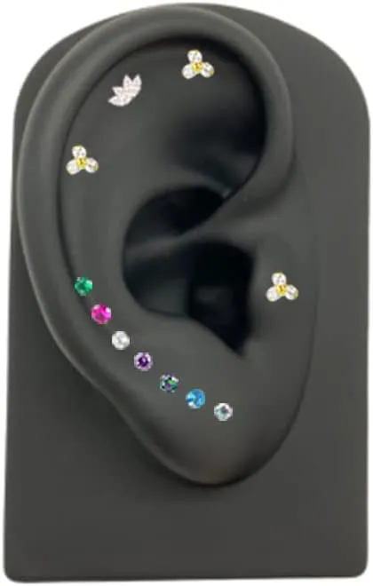 BelezaDosas G23 Titanium Labret Studs Threadless 16G Lip Rook Lobe Tragus Helix Cartilage Push Back Earring Piercing Jewelry