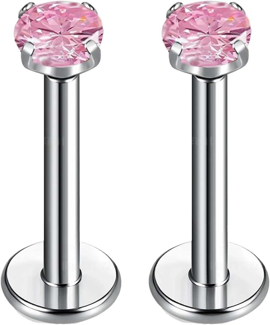 BelezaDosas G23 Titanium Labret Studs Threadless 16G Lip Rook Lobe Tragus Helix Cartilage Push Back Earring Piercing Jewelry