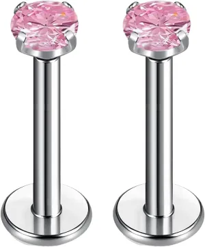 BelezaDosas G23 Titanium Labret Studs Threadless 16G Lip Rook Lobe Tragus Helix Cartilage Push Back Earring Piercing Jewelry