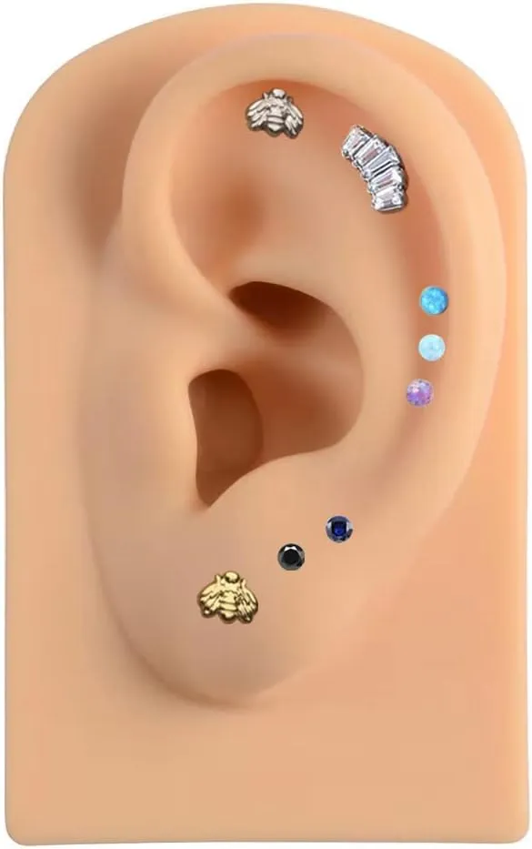 BelezaDosas G23 Titanium Labret Studs Threadless 16G Lip Rook Lobe Tragus Helix Cartilage Push Back Earring Piercing Jewelry
