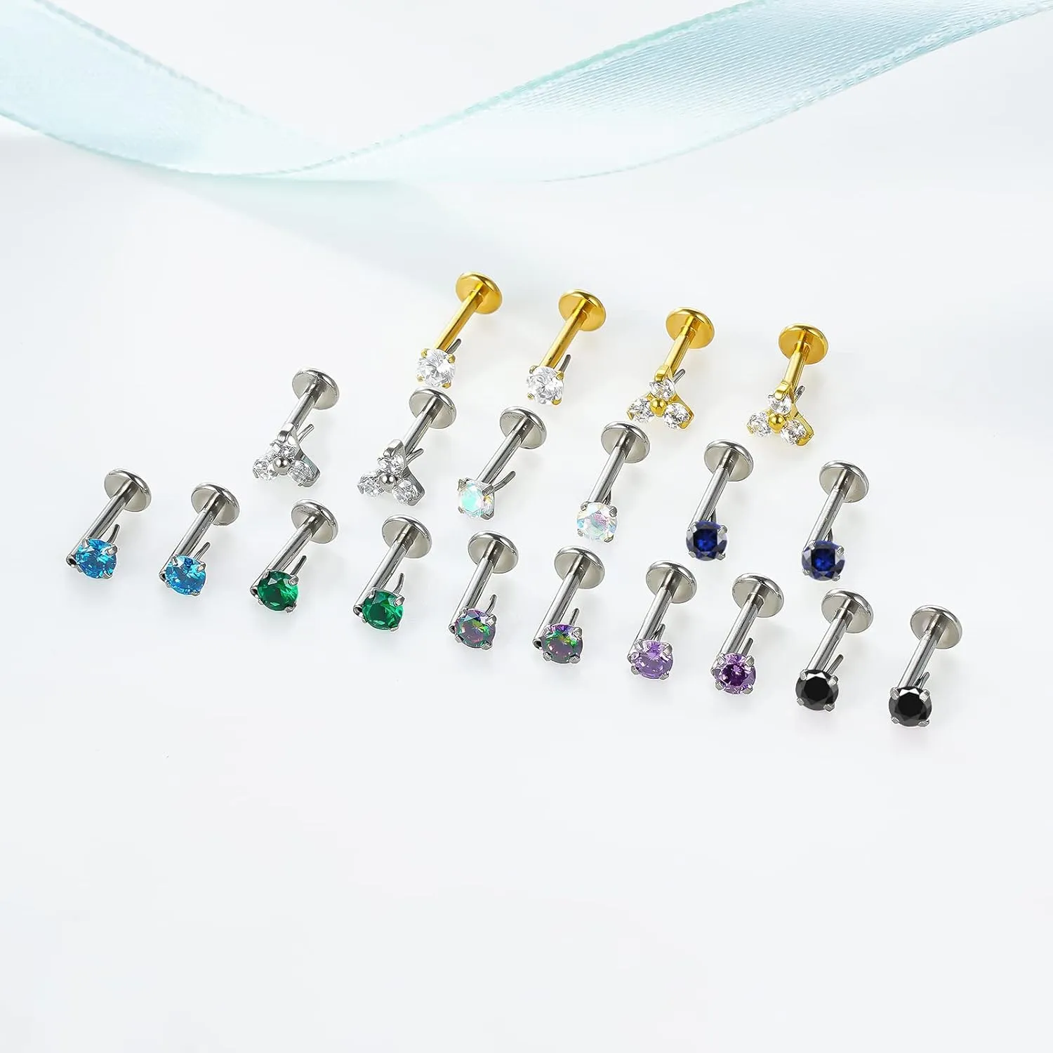 BelezaDosas G23 Titanium Labret Studs Threadless 16G Lip Rook Lobe Tragus Helix Cartilage Push Back Earring Piercing Jewelry