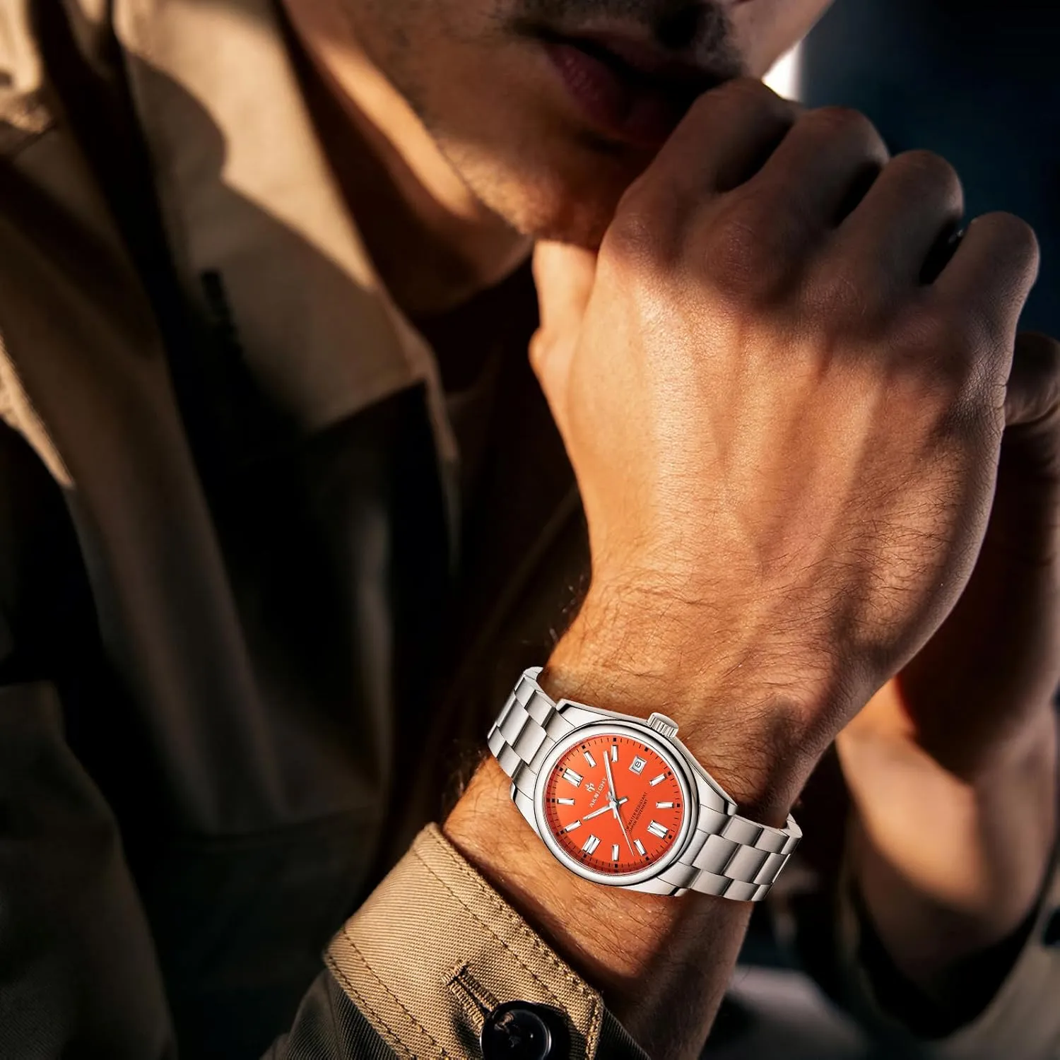 BENYAR AKNIGHT Watches for Men, Waterproof Stainless Steel Quartz Movement Men Watch, Easy Read Luminous Fashion Business Analog Chronograph Leather Wrist Watch with Calendar