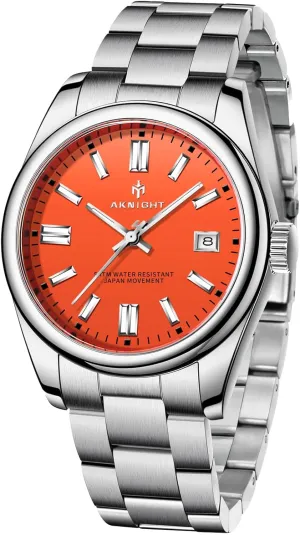 BENYAR AKNIGHT Watches for Men, Waterproof Stainless Steel Quartz Movement Men Watch, Easy Read Luminous Fashion Business Analog Chronograph Leather Wrist Watch with Calendar