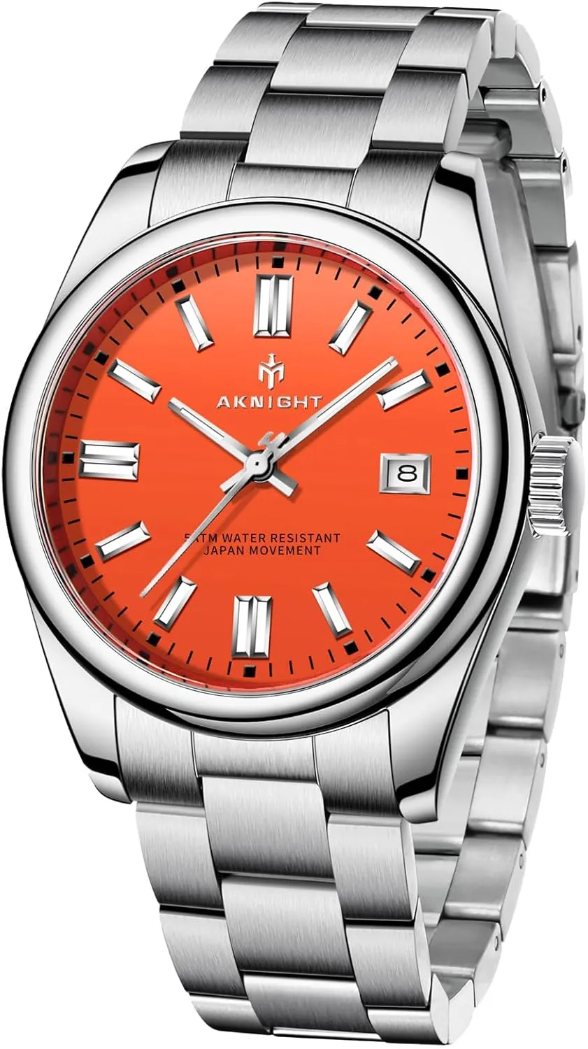 BENYAR AKNIGHT Watches for Men, Waterproof Stainless Steel Quartz Movement Men Watch, Easy Read Luminous Fashion Business Analog Chronograph Leather Wrist Watch with Calendar