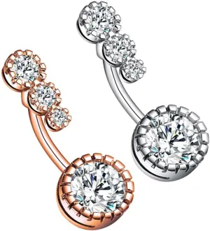 BESPORTBLE 2Pcs Belly Button Rings with Zircon Inlay Elegant Body Piercing Buckles Silver Rose Gold for Women and Comfortable Durable Design