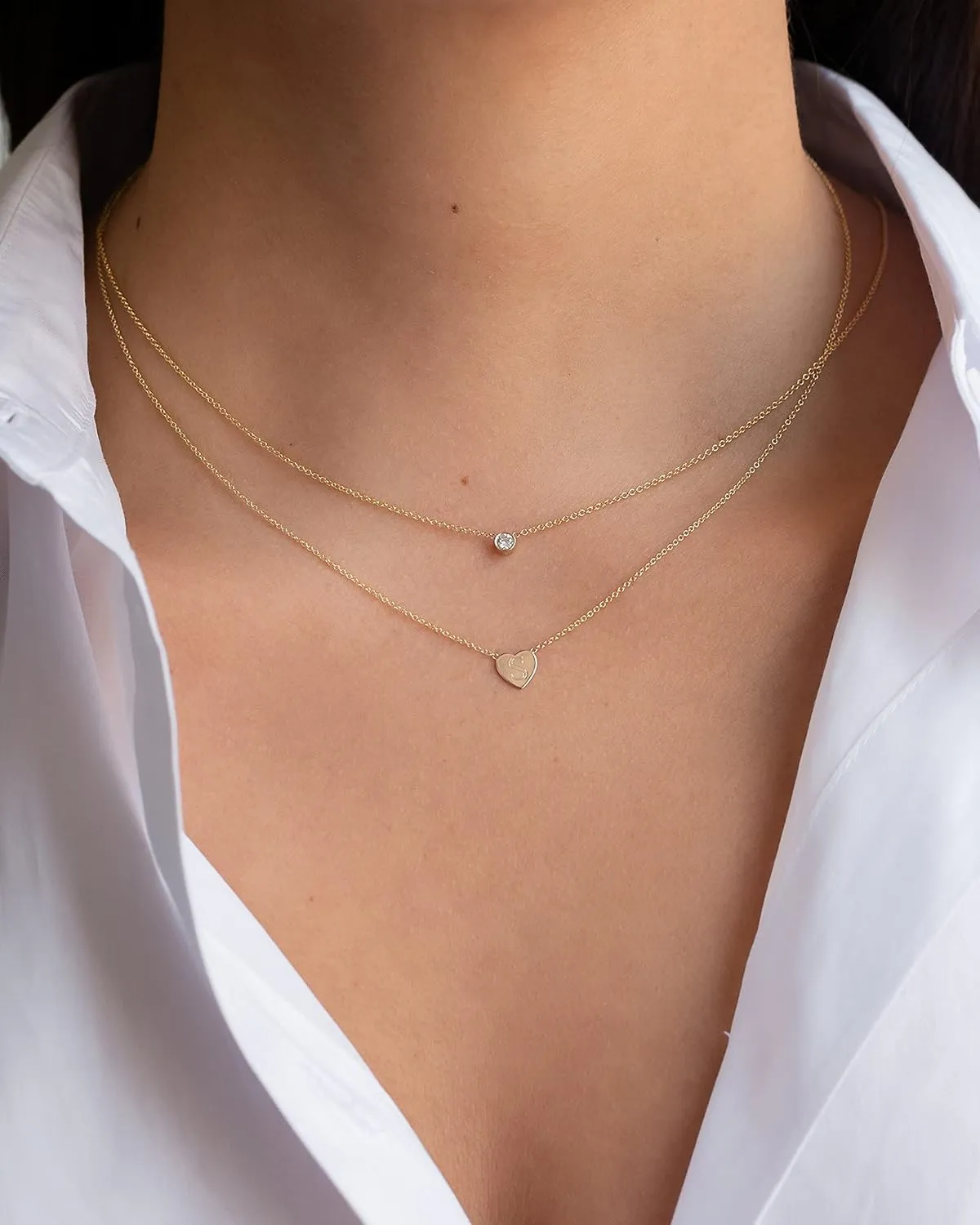 Bezel Diamond Necklace, 0.10ct Solitaire Diamond