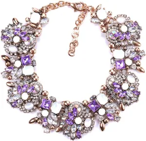Bib Statement Necklace Colorful Glass Crystal Collar Choker Necklace for Women Fashion Accessories