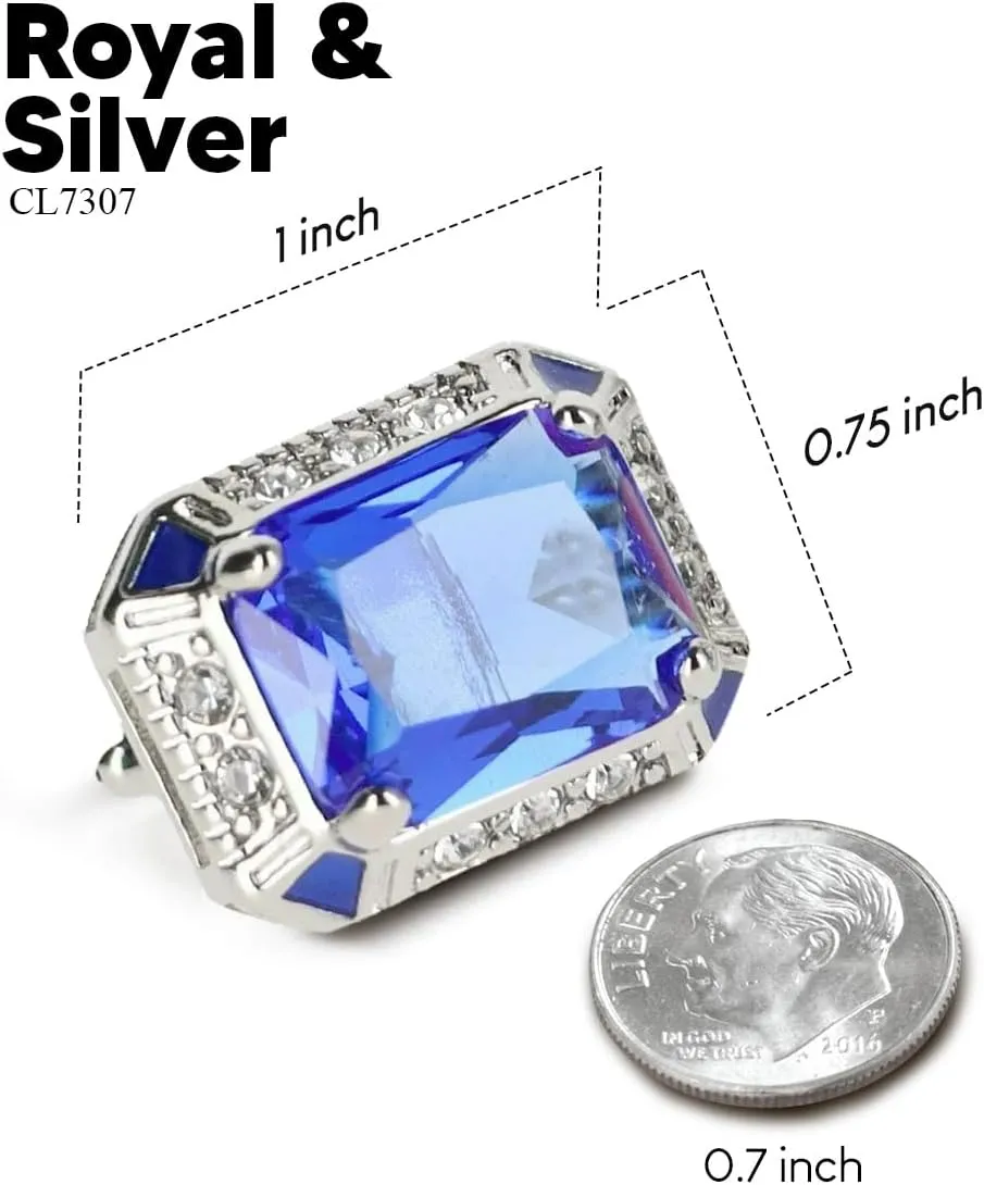 Big Rectangular Colored Crystal Cuff Links for Men  Tuxedo Suit Accessories, Cufflinks for Men