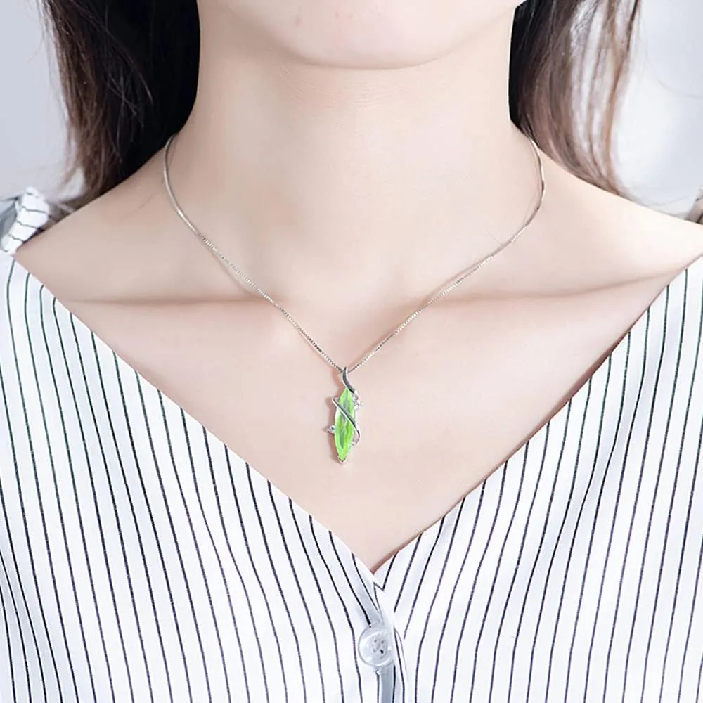 Birthstone Gemstone 925 Sterling silver Pendant necklace for women Vine Marquise shape with 16-18inch Box chain and luxury jewelry box