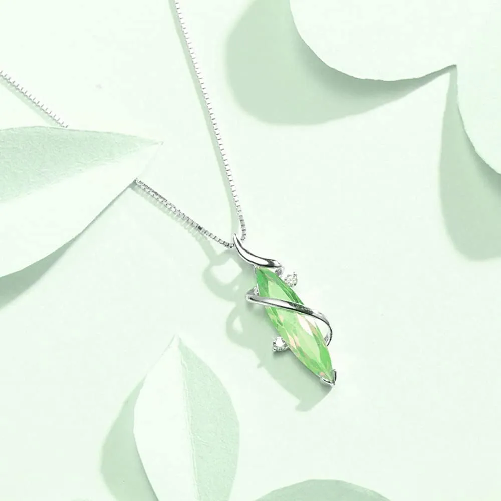 Birthstone Gemstone 925 Sterling silver Pendant necklace for women Vine Marquise shape with 16-18inch Box chain and luxury jewelry box
