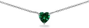 Birthstone Necklace for Women - Genuine or Synthetic Gemstone, 7mm Heart Solitaire, Short Dainty Layered Choker, Silver