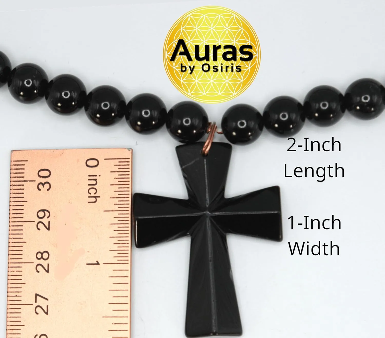 Black Onyx Cross Necklace for Men | Spiritual Protection Jewelry | Gemstone Cross Necklace for Women | Religious Fashion Accessory | 10mm 19