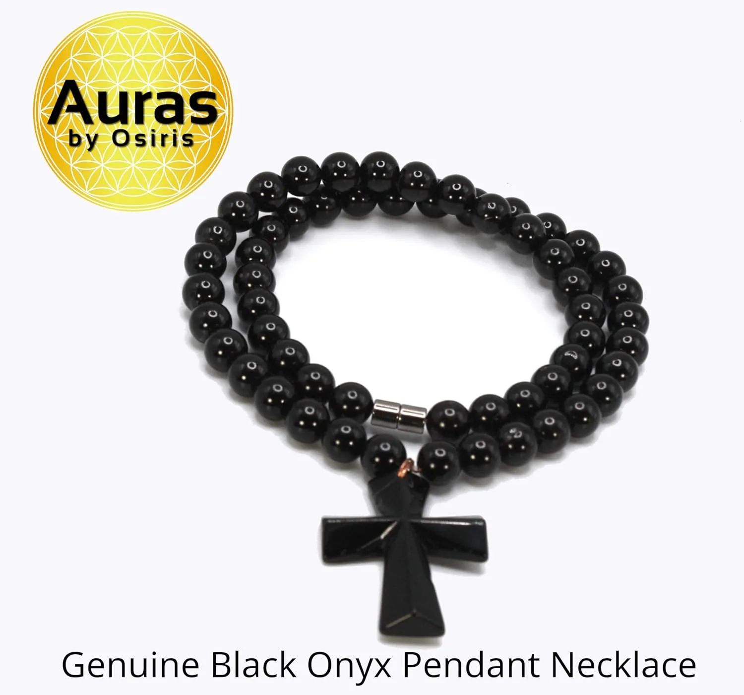 Black Onyx Cross Necklace for Men | Spiritual Protection Jewelry | Gemstone Cross Necklace for Women | Religious Fashion Accessory | 10mm 19