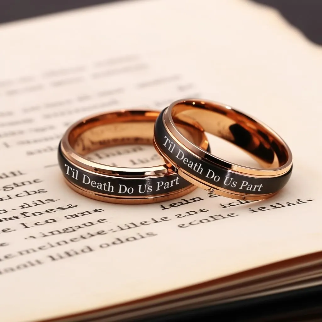 Black Satin Finish Tungsten Carbide Ring with Rose Gold Plated Stepped Edge | Custom Engraved Wedding Band for Men and Women