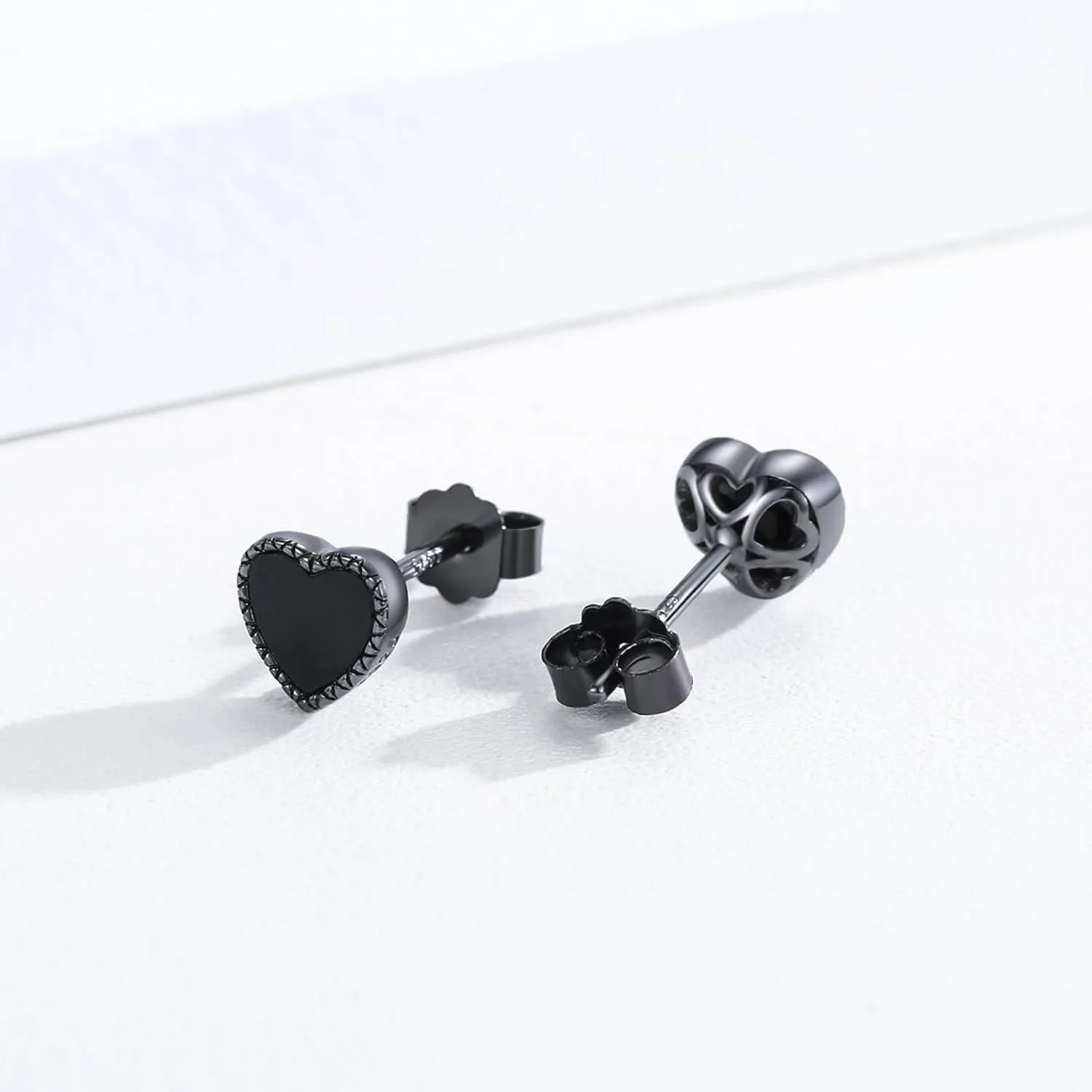 Black Stud Earrings 925 Sterling Silver Black Onyx/Cubic Zirconia Stud Earrings Jewelry Gifts for Women Men