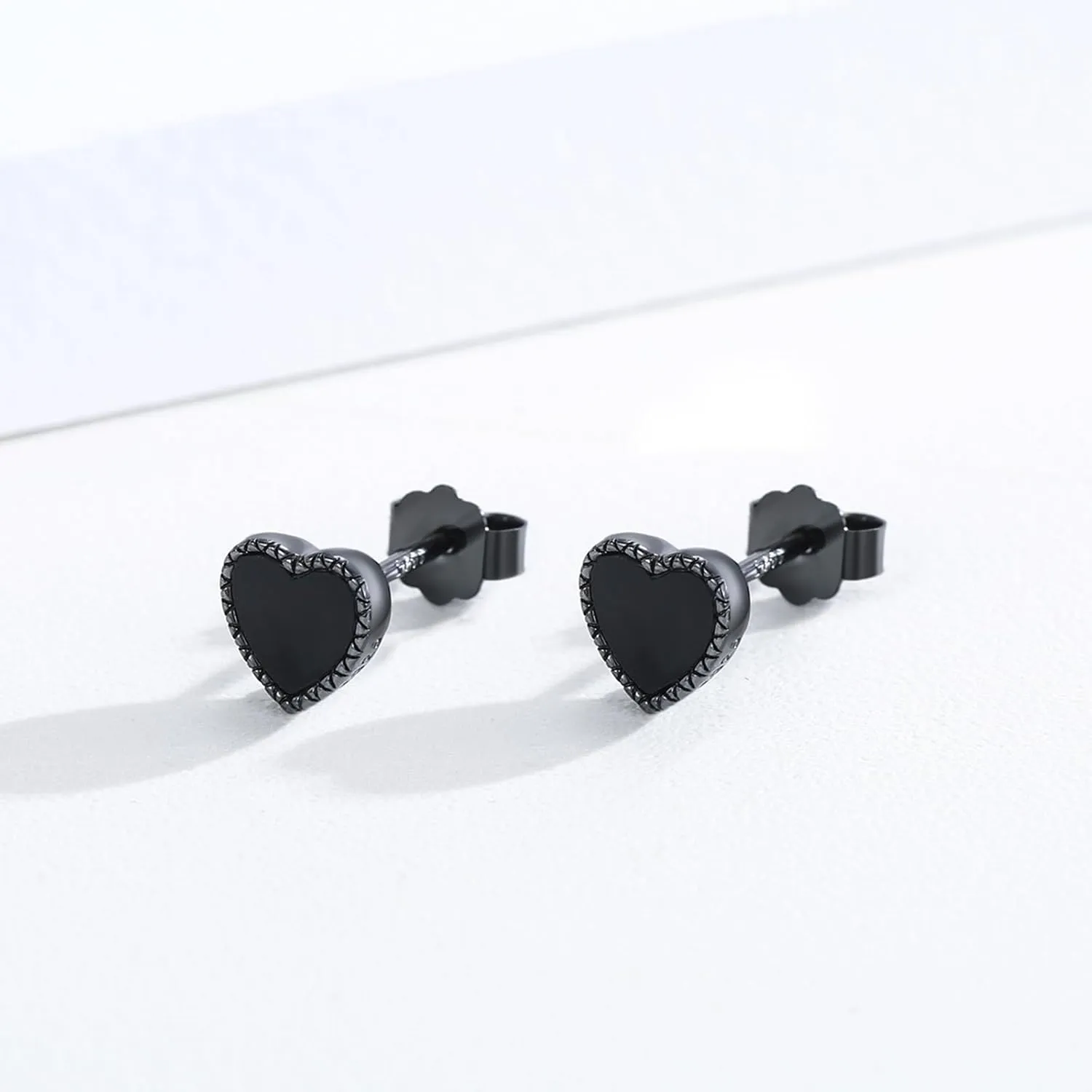 Black Stud Earrings 925 Sterling Silver Black Onyx/Cubic Zirconia Stud Earrings Jewelry Gifts for Women Men