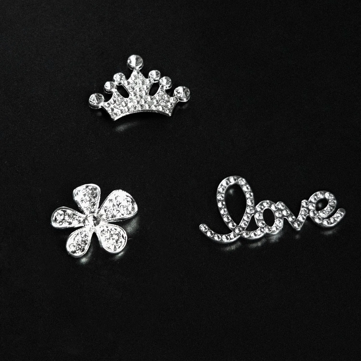 Bling Chain Charms for Clog Shoes Decoration, Luxury Rhinestone Cute Diamond Bear Love Flower Butterfly Crown Designer Jewelry Shoe Accessories for Women Girls Adults Gifts (Silver)