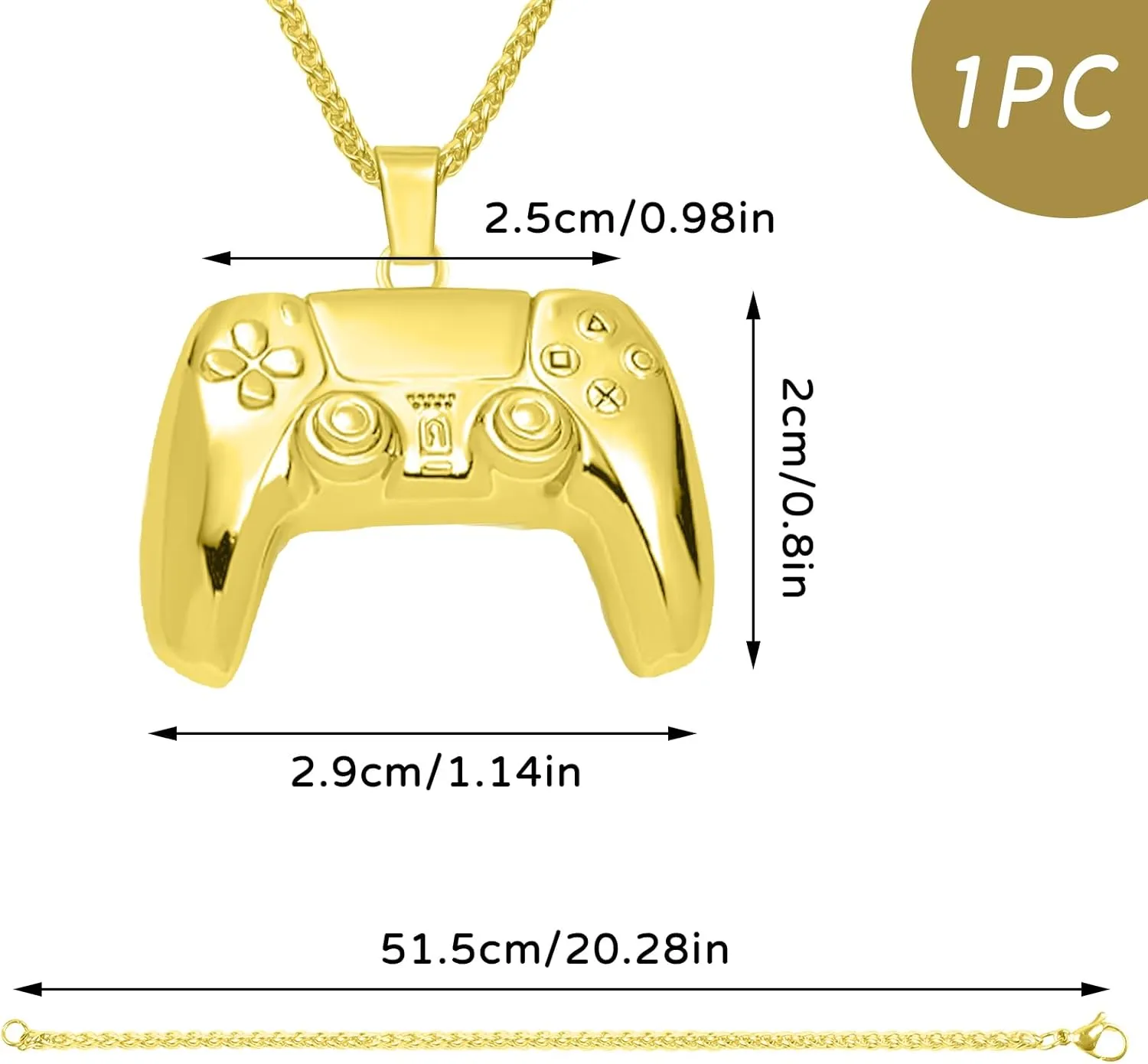 BLMHTWO Silver Iced Out Game Controller Pendant, Cool Style Punk Hip Hop Chain Necklace Game Console Necklace for Men, Women Friends