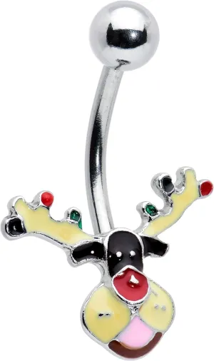 Body Candy Womens 14G 316L Stainless Steel Navel Ring Piercing Colorful Reindeer Belly Button Ring