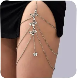 Body Chain Jewelry for Women Leg Chain Thigh Chain Belly Waist Chain Leg Harness Body Gift for Rave 0utfits for Women